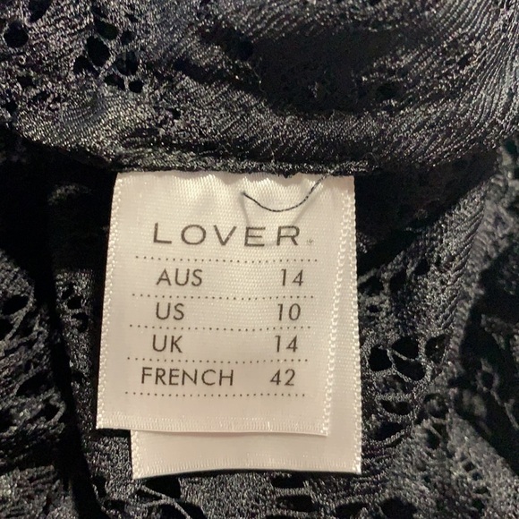 NWT. LOVER Black Lace Horizon Lace Dress with Visible Ecru Lining. Size 10. - Picture 10 of 12